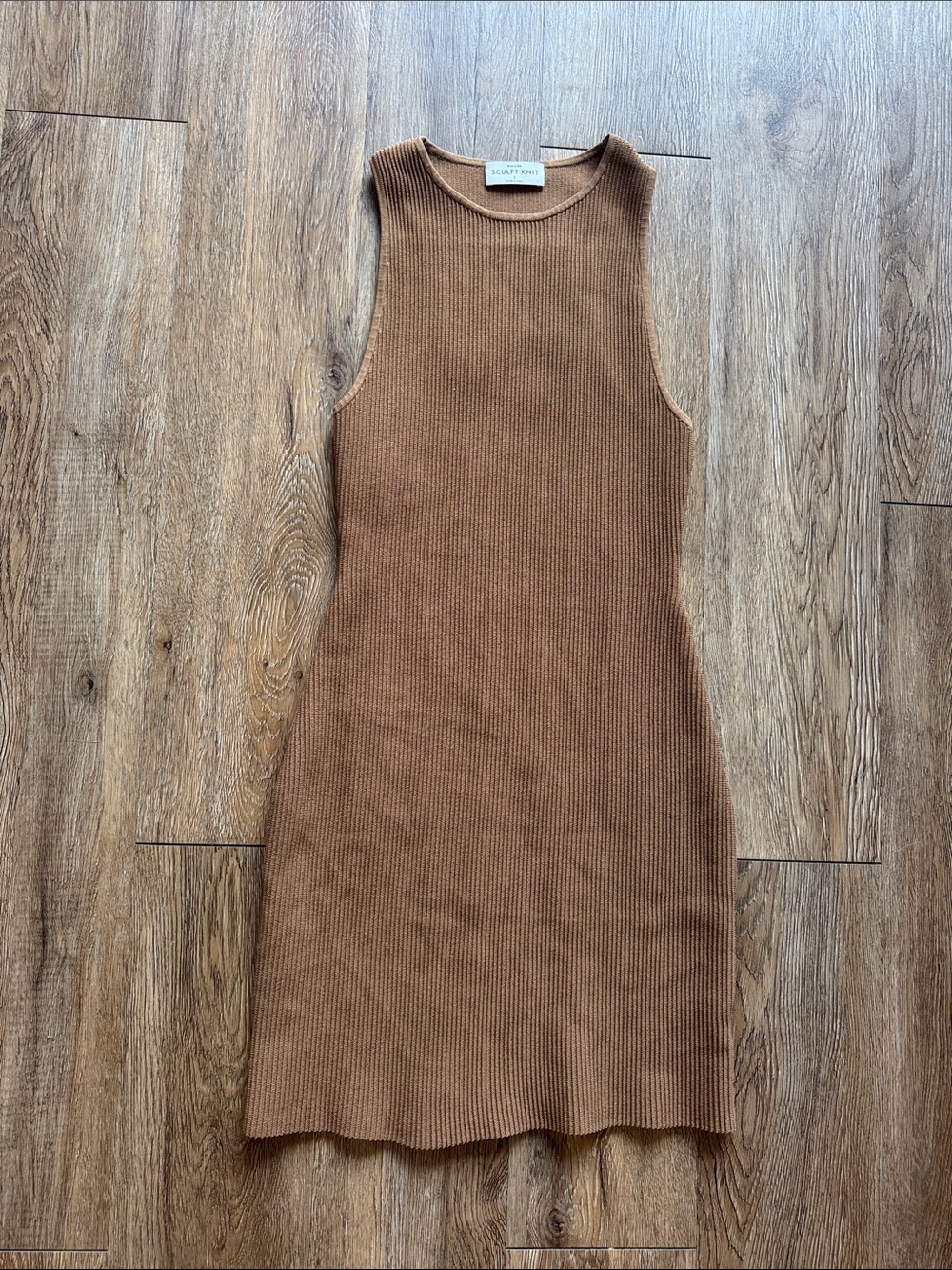 Aritzia Sleeveless Ribbed Mini Dress in Brown